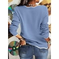 thumbnail image 2 of Long Sleeve Women's V Neck Sweater Half Zipper Knit Sweater Casual Cricket Jumper Pullover, 2 of 6