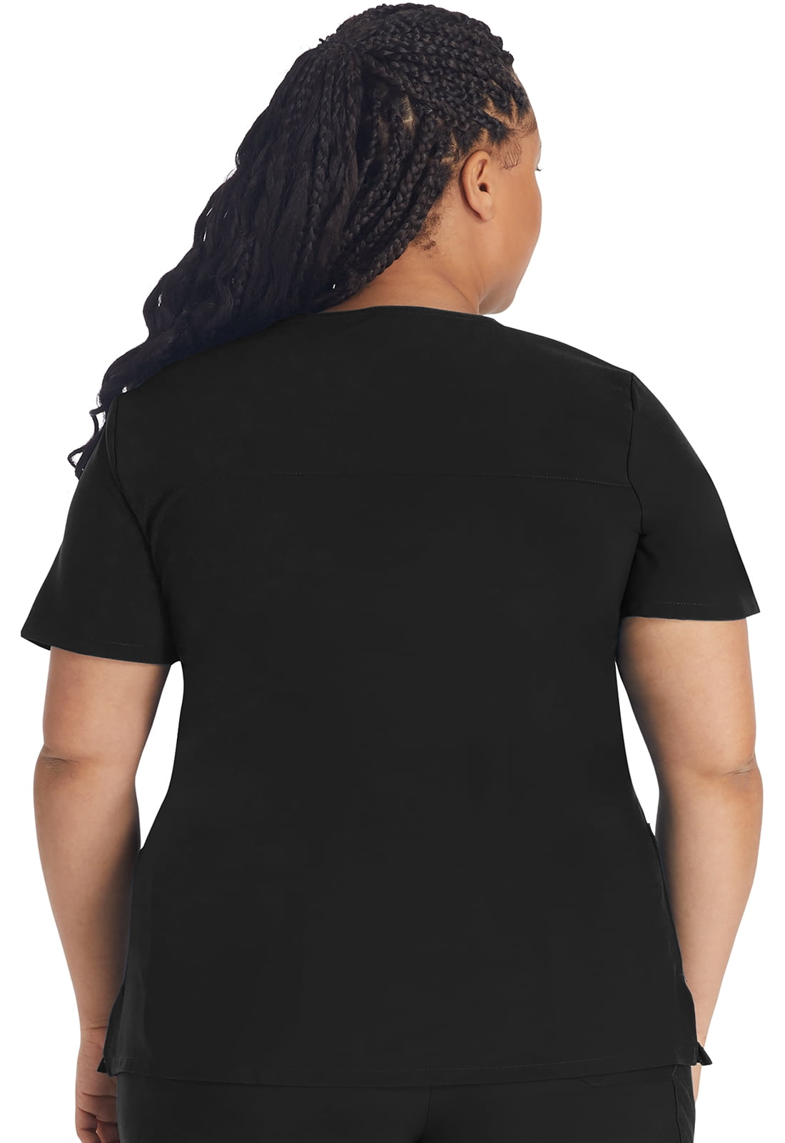Dickies EDS Essentials Scrubs Top for Women Mock Wrap DK625, XXS, Black