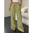 thumbnail image 2 of 2pcs Wide Leg Pants for Women Flowy Palazzo Drawstring Elastic Waist Trousers with Pockets Summer Beach Vacation Clothes, 2 of 6