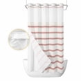 thumbnail image 2 of Red Striped No Hook Shower Curtain Waterproof, Bathroom Curtains with Snap in Liners and See Through Top Window, Rustic Red Stripe Modern Art Beige Hotel Style Bathtub Curtains Shower 36"Wx78"L, 2 of 8