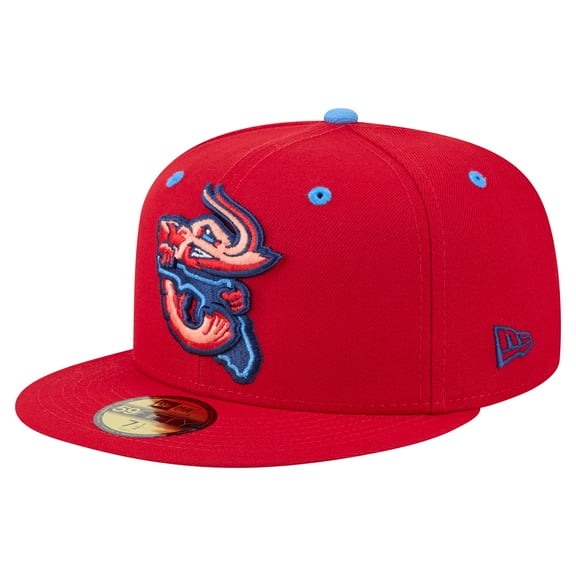 Men's-New Era Red Jacksonville Jumbo Shrimp Authentic Collection 59FIFTY Fitted Hat