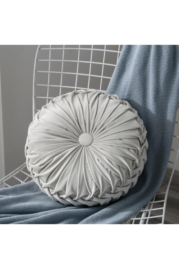 Round Cushions Pillows, Solid Color Velvet Chair Sofa Pumpkin Throw Pillow Pleated Round Pillow for Home Bed Car Decor Floor Pillow Cushion