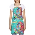 thumbnail image 2 of Naloa 1Pack Adjustable Bib Apron Waterdrop Resistant Cooking Kitchen Aprons for Women Men Chef, Cartoon Map Of Europe Print, 2 of 8
