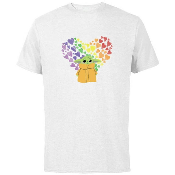 Star Wars The Mandalorian The Child Rainbow Hearts - Short Sleeve Cotton T-Shirt for Adults - Customized-White