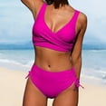 thumbnail image 3 of 2Pcs/Set Women Bikini Set V-Neck Sleeveless Bra High Waist Side Drawstring Swimwear, 3 of 8