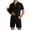 Black, variant on Gealkoca Men's 2 Piece Outfits Short Sleeve Casual Shirt and Shorts Set Summer Quarter Zip Tracksuit for Men Loose Sports Elastic Waist Shorts