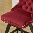 thumbnail image 6 of Swivel Bar Stools Set of 2, Velvet Counter Height Bar Stools with Back, Swivel Dining Chair with Button Tufted and Wooden Legs, Kitchen Chair Counter Stools for Kitchen Island Kitchen Counter, Red, 6 of 11