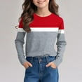 thumbnail image 4 of Lmnyox Girls Long Sleeve Crew Neck Shirt Color Block Basic Pullover Tee Kids Teens Fashion Tops Clothes, 4 of 7