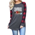 thumbnail image 2 of Camisas Navideñas A Cuadros Para Mujer, Manga Larga Con Estampado A Cuadros, Costura, Manga Larga, Cuello Redondo, Camiseta de Béisbol Raglán Odeerbi ODB208157, 2 of 4