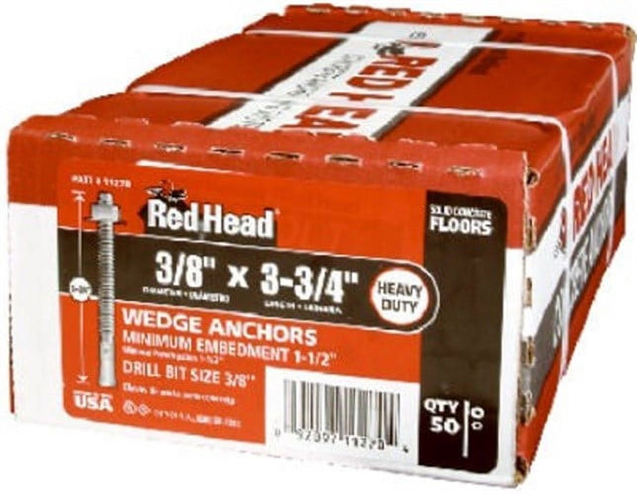Red Head Wedge Anchor - Zinc Coating, Concrete Anchor - Gray — Construction & DIY Use, Standard Hardware Spec