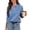 Blue, variant on Womens Blouse Long Sleeve V Neck Solid Color Casual Loose Fit Waffle Knit Top Womens Going Out Basic Casual Tops S-2XL