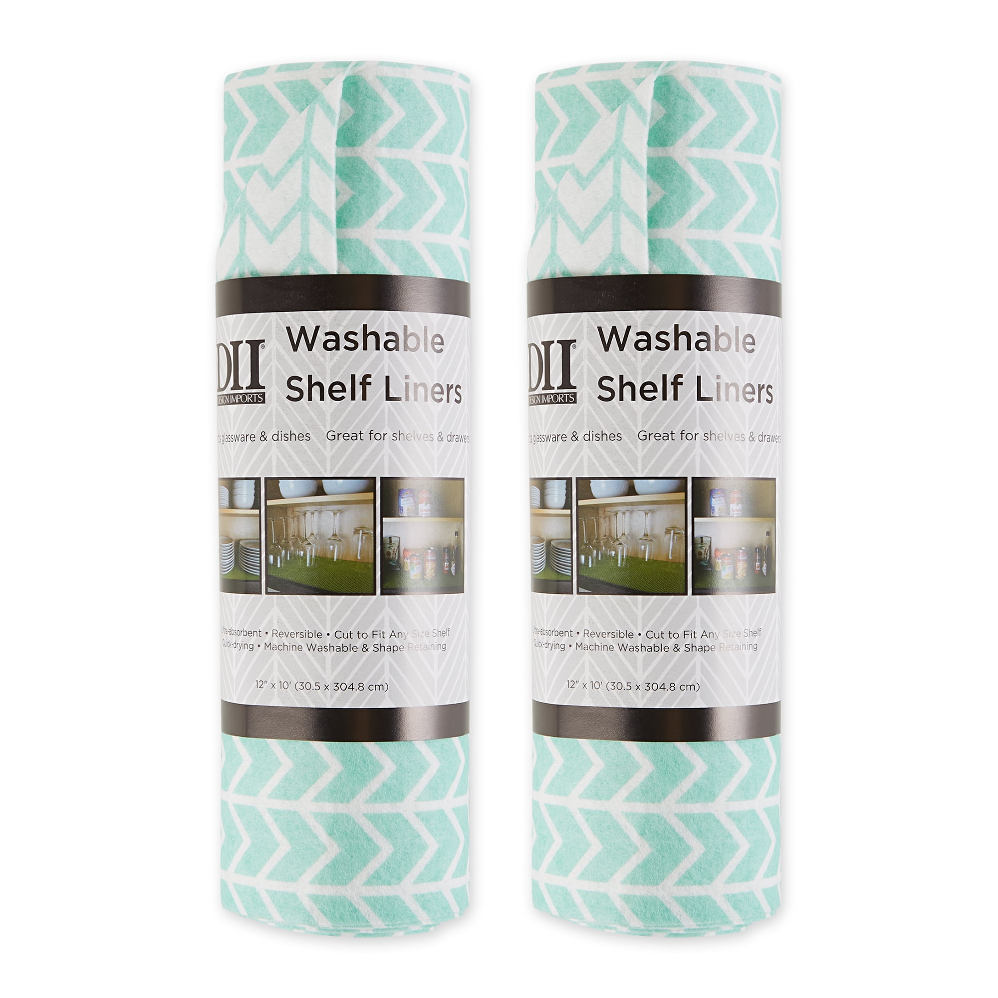 Bright Aqua Herringbone Shelf Liner (Set of 2)