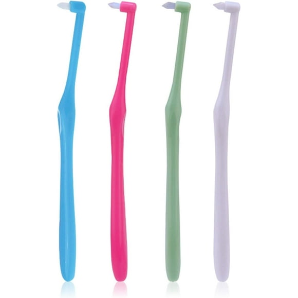 GHSDFBB 4 PCS Brace Brush, Orthodontic Toothbrushes Dental Gap Brushes Manual Toothbrushes Single Tufted Toothbrushes Tapered Trim Toothbrush Gum Brushes Slim Interspace Toothbrushes for Too