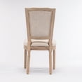 thumbnail image 5 of French Style Solid Wood Frame Antique Painting Linen Fabric Square Rattan Back Dining Chair, Set of 2, Cream 90982, 5 of 9