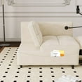 thumbnail image 5 of Leumius Folding Sofa Bed, 3 Lengths Available, Modern Sofa Velvet Pull-Out Bed, Loveseat with Adjustable Backrest, USB Port and Rotating Phone Holder, Beige., 5 of 8