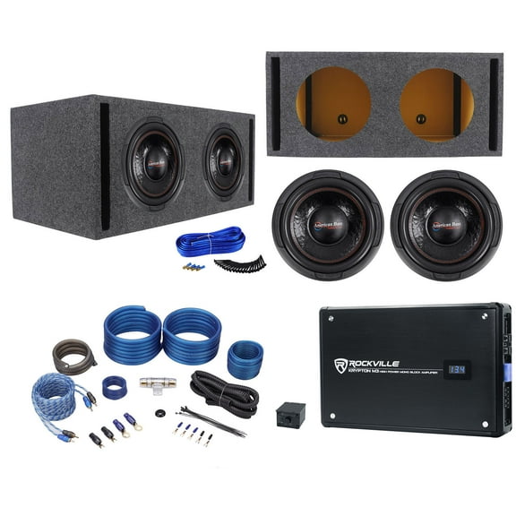 (2) American Bass XD-1244 1000w 12" Car Subwoofers Vented Box Amplifier Amp Kit