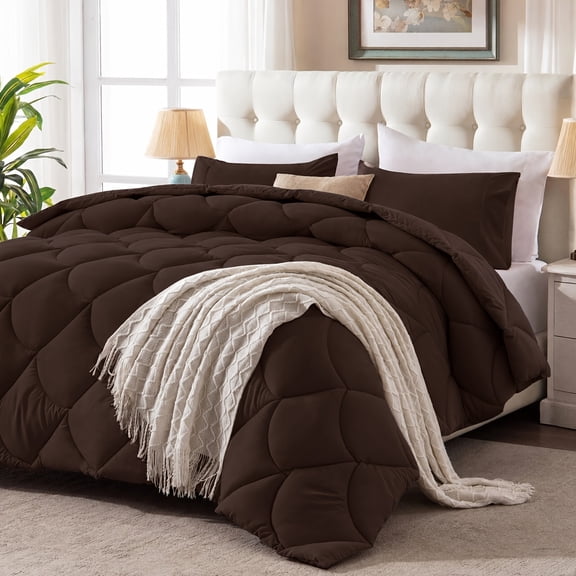 2Pcs Twin Square Quilted Checkered Comforter Set