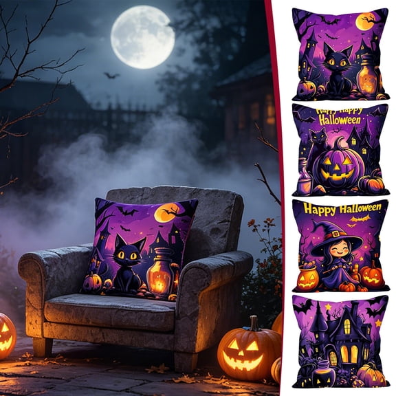 Halloween Pillow Cover 18x18, Fall Spooky Throw Pillow Case, Soft Polyester Decorative Cushion Cover, Hidden Zipper, Machine Washable for Couch Living Room by MPOISVA