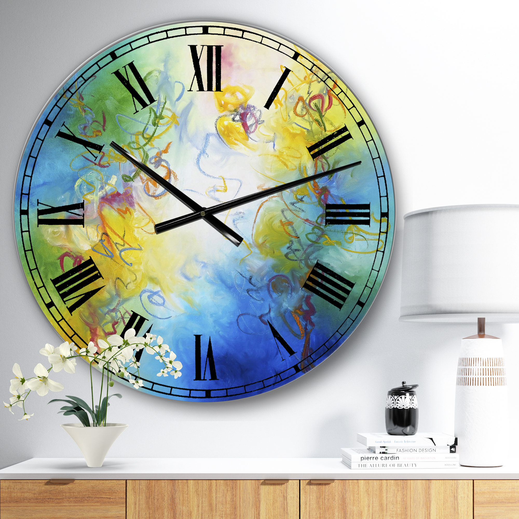 Designart 'Color Dances' Oversized Modern Wall Clock