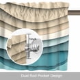 thumbnail image 6 of Teal Beige Ombre Kitchen Curtain Valances for Windows Farmhouse Short Curtains, Moire Modern Abstract Art Geometric Rod Pocket Valance Curtain for Bedroom Cafe Living Room, 6 of 8