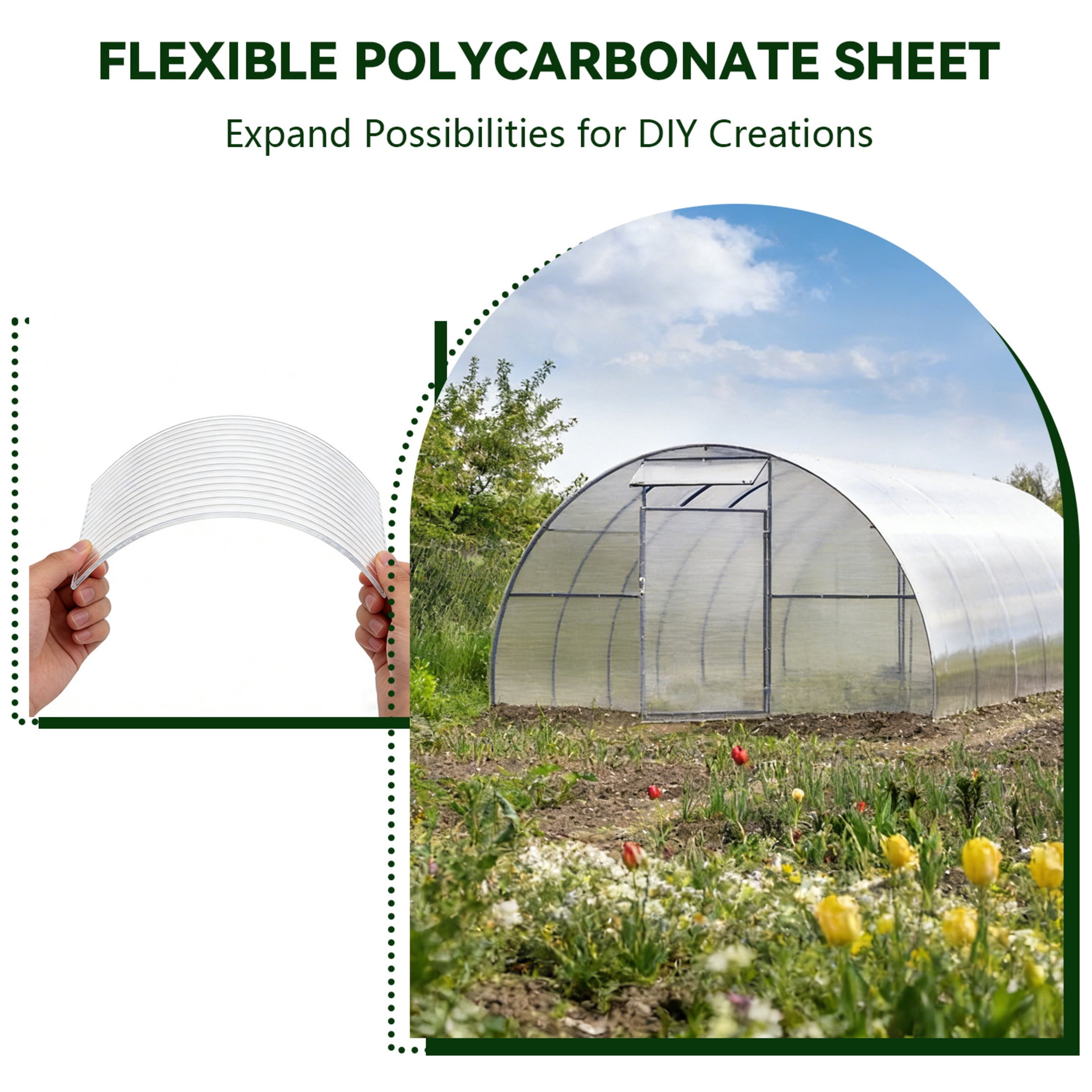 Noble House 10 Pack Twin-Wall Polycarbonate Greenhouse Panels, 4' x 2' UV-Protected Sheets, Transparent