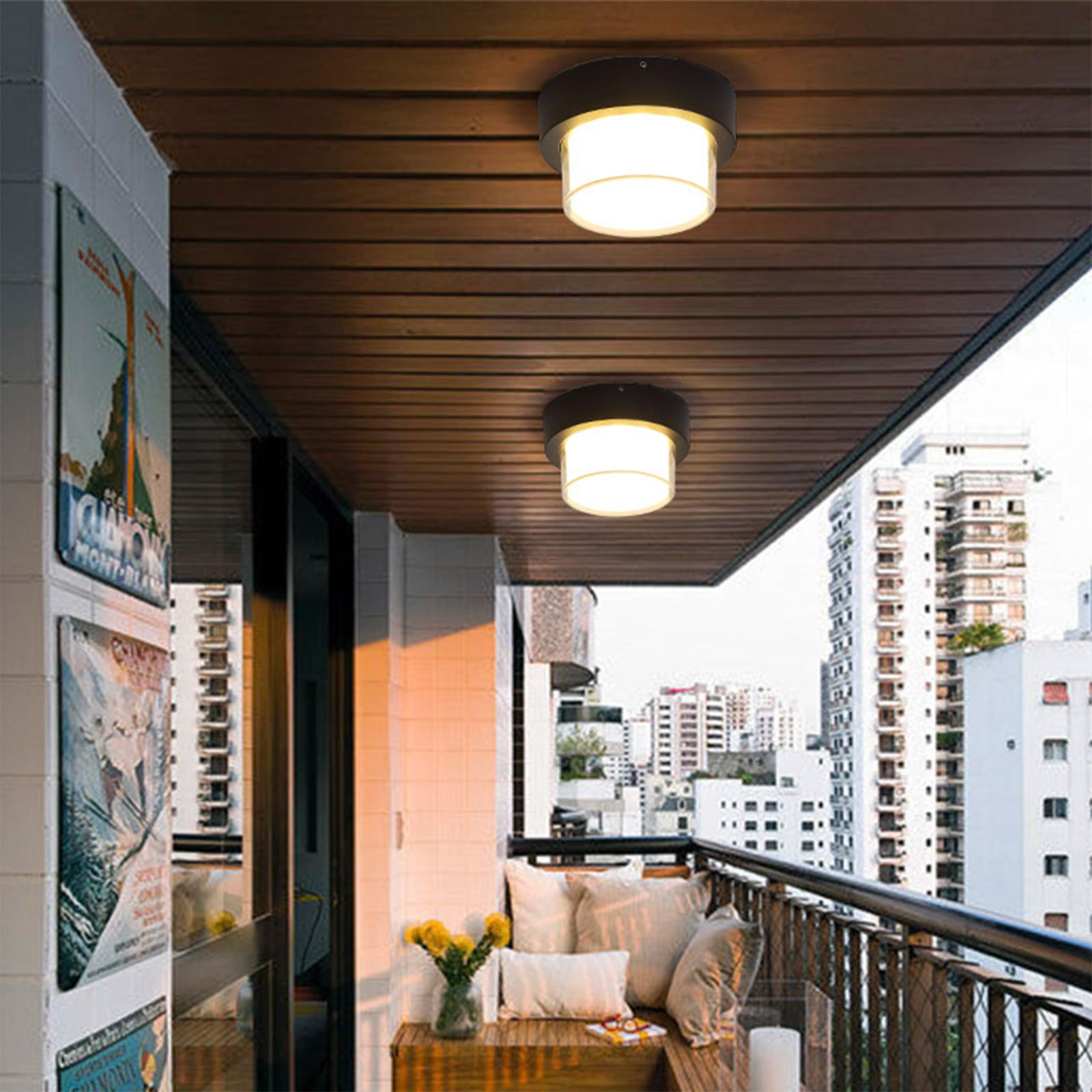1pcs LED Outdoor Porch Ceiling Light Fixture - Features Frosted Lens, Ideal for Entryway, Patio, and Home Exterior Lighting B