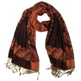thumbnail image 1 of Peach Couture Châle Jacquard Réversible Ravissant pour Femmes Pashmina (Noir/orange), 1 of 4