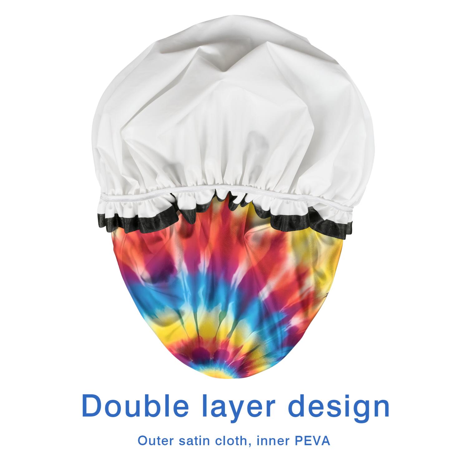 Shower Caps,Colorful Tie Dye Mandala Pattern Waterproof Shower Cap for Women 4 Pieces,Double Reusable Hair Cover for Shower PEVA Elastic Stretch Hem