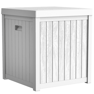 EHHLY Deck Box, 51 Gallon Package Bin Delivery Box for Outside Front Porch, Small Patio Outdoor Storage Boxes Waterproof, UV Resistant Plastic Resin Pool Storage Bins with lids, White
