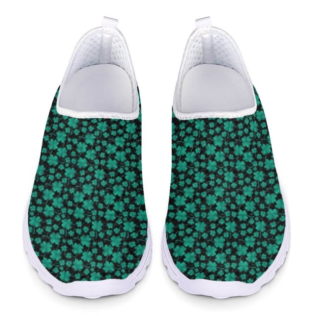 Zapatos casuales para mujer con estampado de trébol en 3D del Día de San Patricio, zapatos para caminar de malla transpirable, mocasines de moda para mujer, calzado