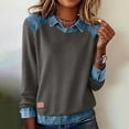 thumbnail image 6 of Generic Women's Color Block Oversized Sweaters Long Sleeve Turtleneck Button Down Denim Polo Pullover Tunic Sweaters, 6 of 6