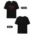 thumbnail image 6 of T Shirts for Women Short Sleeve Cotton Crewneck T-Shirt, Black Red Plaid Leaves Love Heart Tee Tops Casual Basic T-Shirts, XS-5XL Black 3XL, 6 of 7