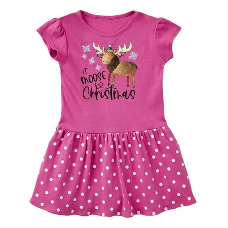 

Inktastic It Moose be Christmas Colorful Lights and Snowflakes Gift Toddler Girl Dress