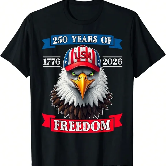 Patriotic American Eagle 250 Years of Freedom 1776-2026 USA Men's Graphic T-Shirt