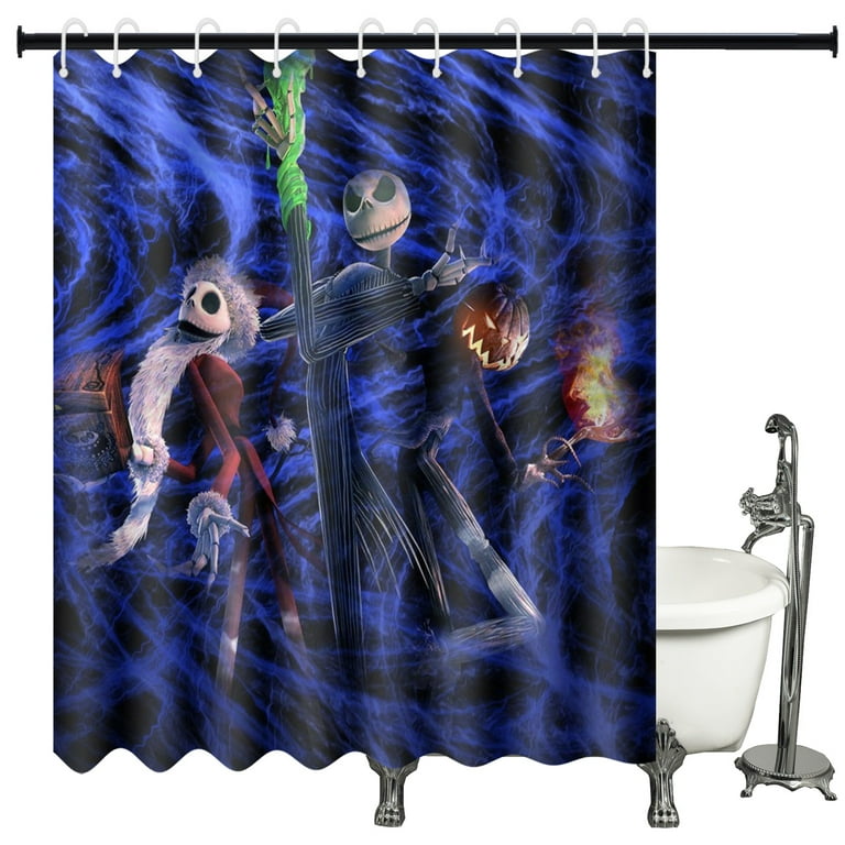 The Nightmare Before Christmas Shower Curtain and 12 Pieces Plastic Shower  Curtain Rings for Bathroom Decorwith 12 Hooks,60x72 Inch 
