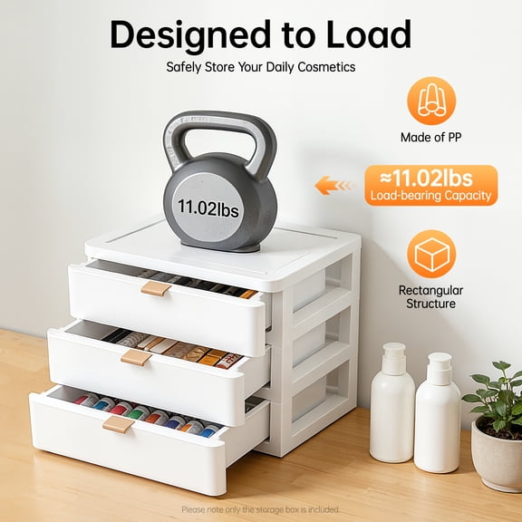 Cosmetic Organizer with 3 Drawers, 26×20.2×22.3cm Desktop Storage Box for Makeup, Skincare, and Small Accessories, for Vanity, Bathroom, and Bedroom Organization