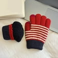 thumbnail image 2 of ktowifly Knit Gloves for Kids Striped Color Block Cute Warm Strench Cold Weather Elastic Wrist Trendy Glove, 2 of 5