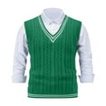 thumbnail image 4 of Mens V Neck Sweater Vest Knit Sleeveless Pullover Sweater Twisted Vest Green XL, 4 of 4