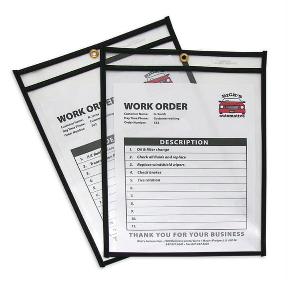 Shop Ticket Holders, Stitched, Both Sides Clear, 75 Sheets, 9 X 12, 25/box | Bundle of 5 Boxes