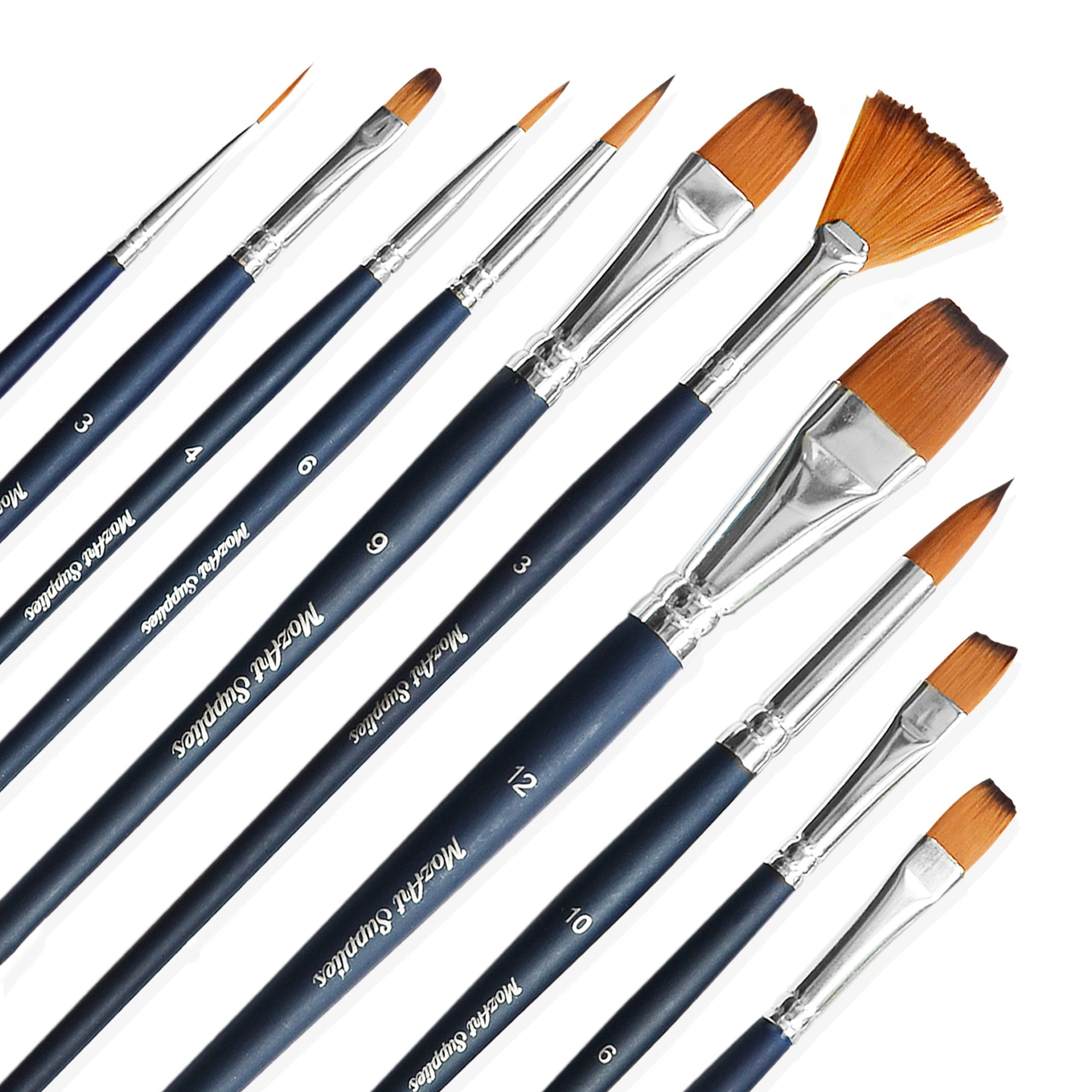 MozArt Watercolor Brushes 10 Paint Brushes of different sizes