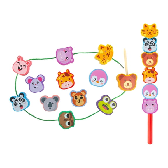 Lacing Beads Threading Sorting Toy Hand Eye Coordination Smooth Wooden Material for Toddlers Preschool