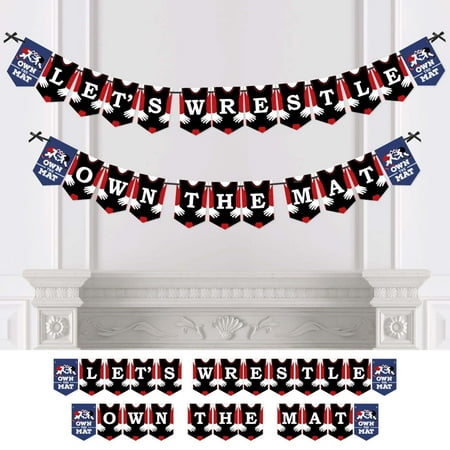 Big Dot of Happiness Own the Mat - Wrestling - Party Bunting Banner - Wrestler Party Decorations - Let s Wrestle Own the Mat