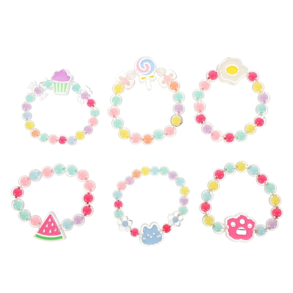 DESIGNICE 6Pcs Plastic Bracelet Kids Bracelets Toddler Beaded Bracelet Kids Jewelry Elastic Bracelets Toddler Bracelets