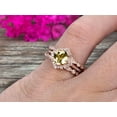 thumbnail image 2 of Champagne Diamond Moissanite Engagement Ring On Solid 14k Rose gold 7mm Cushion Cut 3.05 Carat Trio Set Anniversary Ring Vintage Looking Halo, 2 of 5