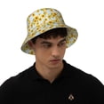thumbnail image 4 of Honeii Blue White Plaid Sunflower for Unisex Bucket Hat Waterproof Rain Hat Reversible Shiny Rave Bucket Hat for Concert Festival Boonie Cap, 4 of 6
