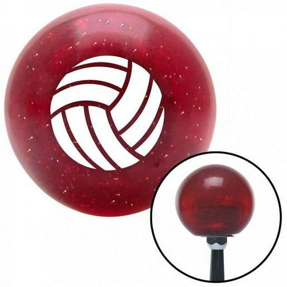 American Shifter 55717 White Volleyball Red Metal Flake Shift Knob with M16 x 1.5 Insert Shifter Auto Brody