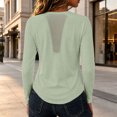 thumbnail image 6 of Women Solid High‑Stretch Yoga Top, Breathable Long Sleeve Workout Shirt with Mesh Back, Slim Fit Sports Pullover for Running Gym Training Green L(L), 6 of 9