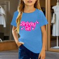thumbnail image 2 of Toddler Girls Short Sleeve Shirts Summer Tops Fashion Casual Graphic Print Tee Shir Size 4-5T ,Blue, 2 of 4