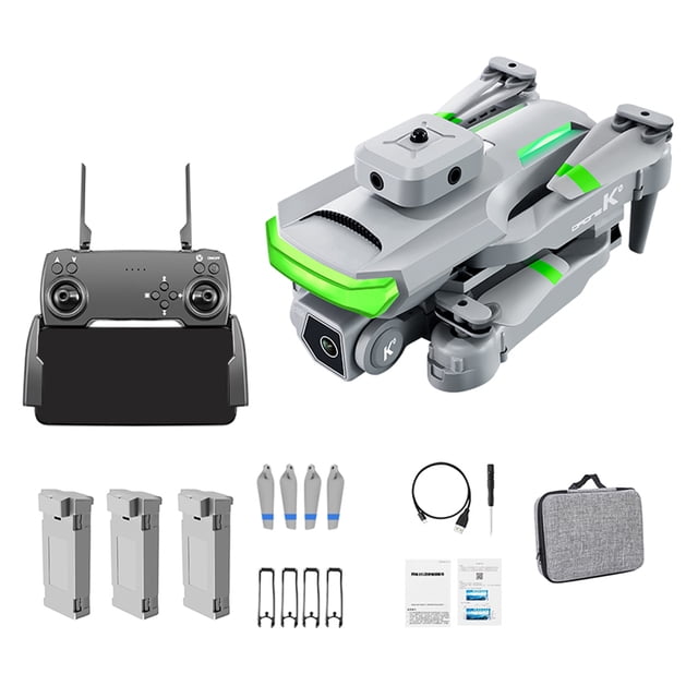 Vogacara Fotografía aérea 4K Cámara altitud mantener plegable Control remoto senderismo Camping avión juguete regalo de cumpleaños Juguetes Células grises de 3 uds. Vogacara FN011094-06B