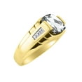 thumbnail image 3 of RYLOS Cushion Shape Checker Top 12MM White Topaz Color Stone & Diamonds Set in 14K Yellow Gold Size 13, 3 of 6